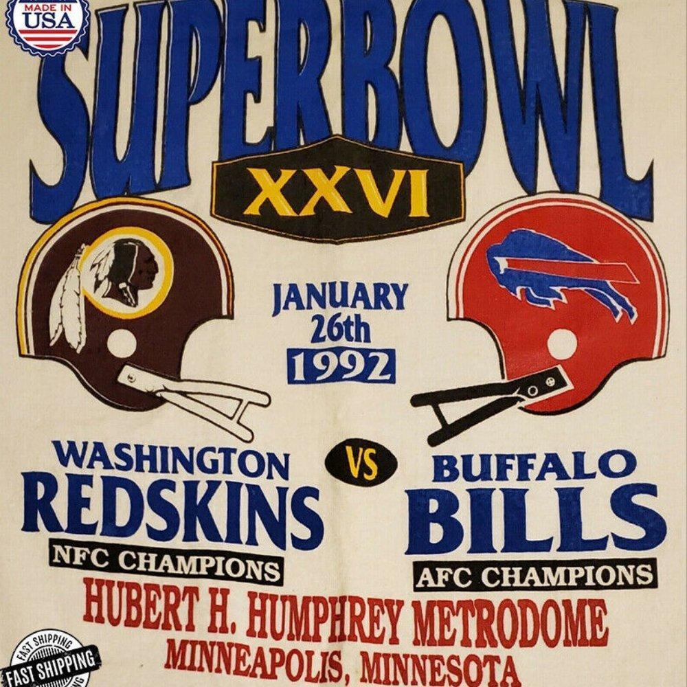 Vtg Single Stitch Buffalo Bills Super Bowl Xxvi T Redskins 1992 Us Shirt Collec